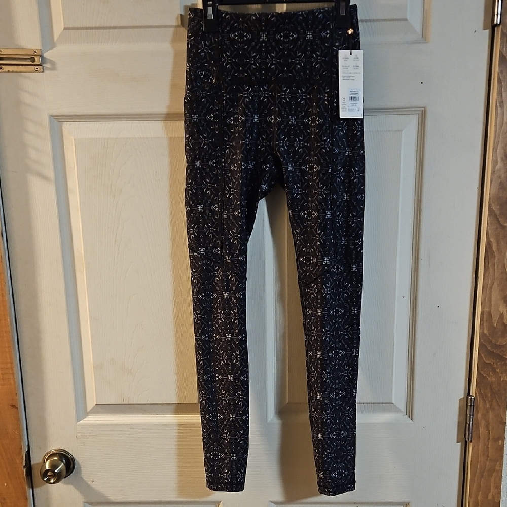 CALIA Women's Tipped Point Cold Dash Legging: FOLKLORE PRINT BLACK: NWT: SZ XS